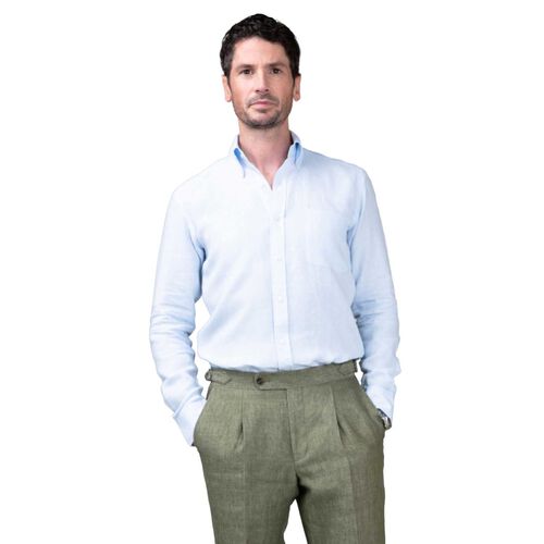 Rembrandt Ohope Light Blue Belgian Linen Shirt